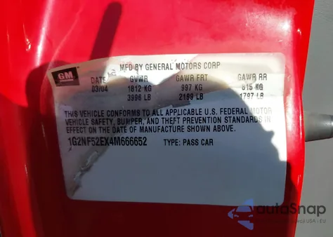 2004 Pontiac Grand Am Se1 z USA, uszkodzony, nr VIN 1G2NF52EX4M666652